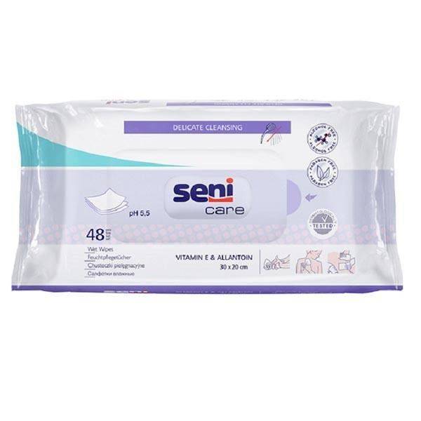 Салфетки влажные Seni Care с витамином Е и аллантоином 30х20см 48 шт